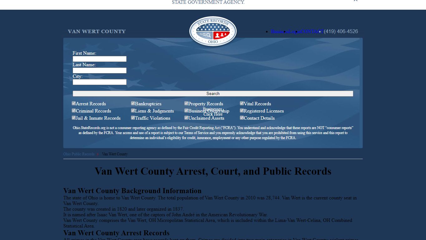 Van Wert County Arrest, Court, and Public Records