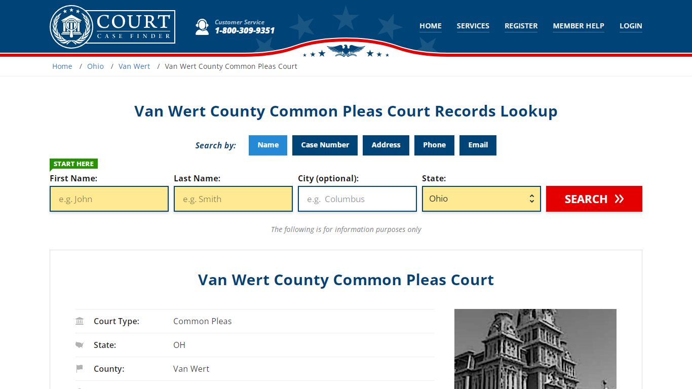 Van Wert County Common Pleas Court Records Lookup